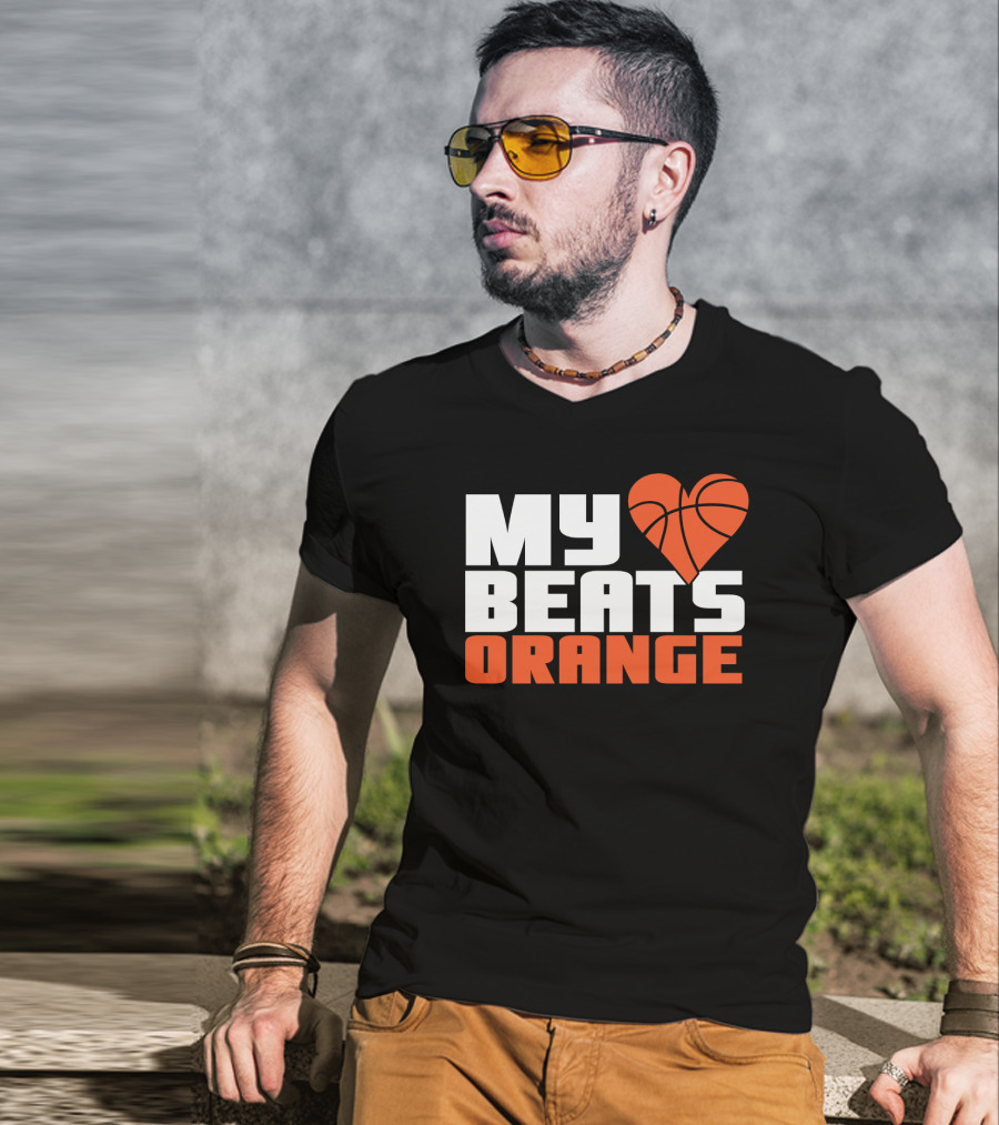 My Heart Beats Orange Basketball T-Shirt