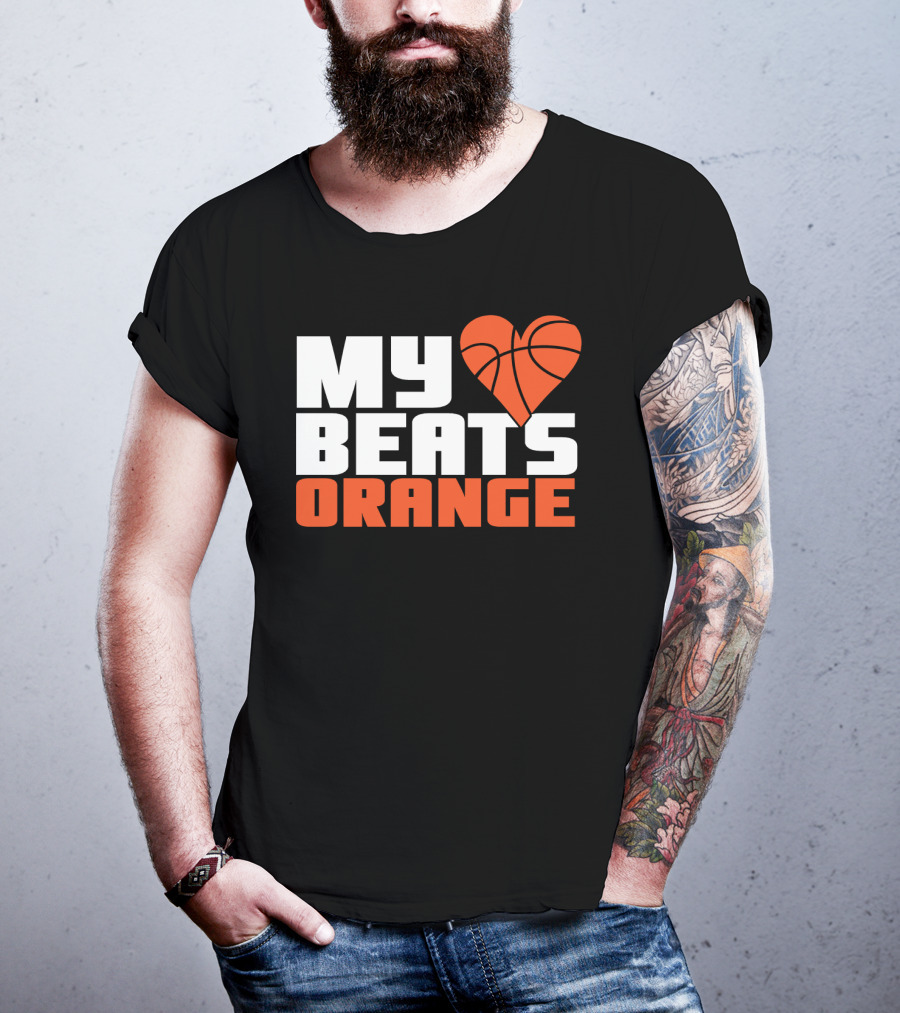 My Heart Beats Orange Basketball T-Shirt