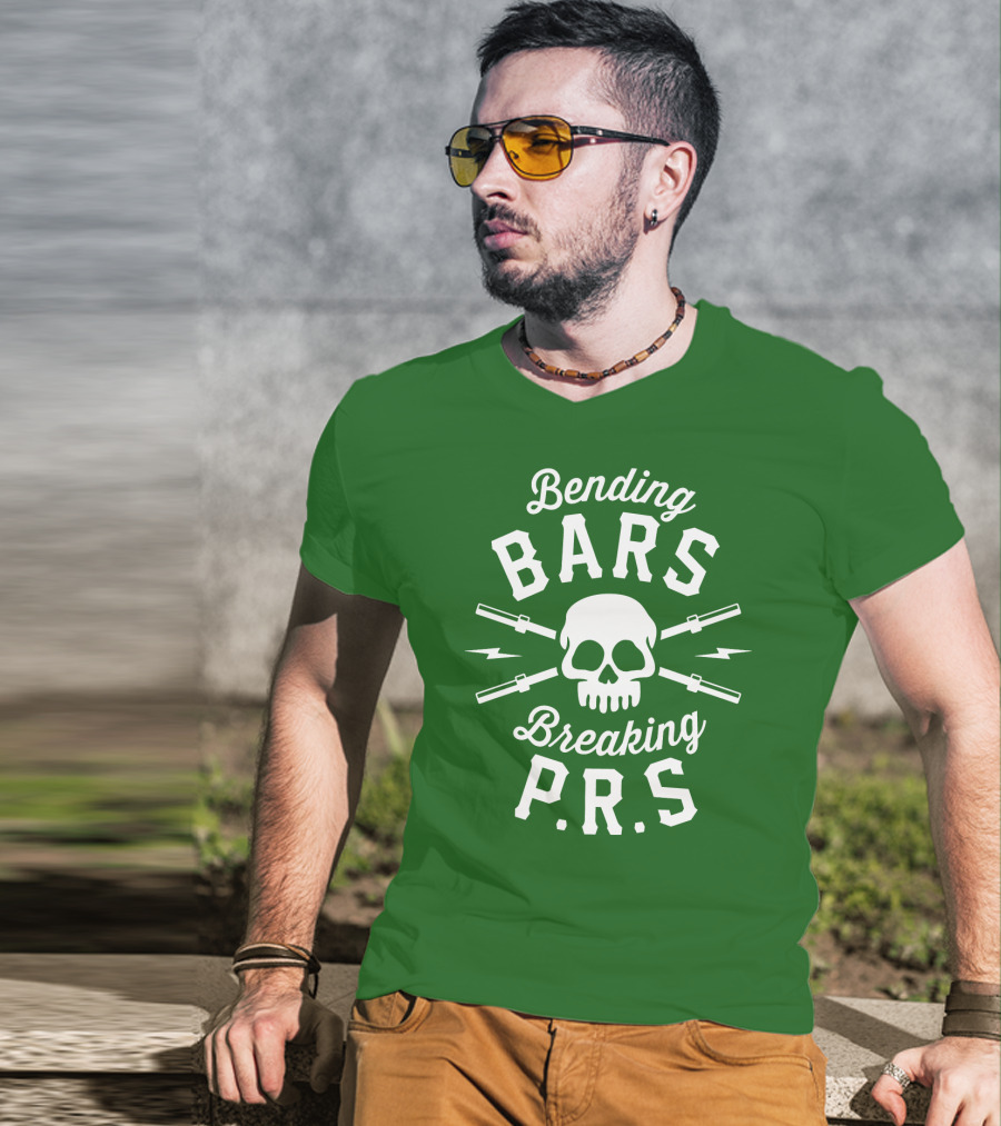 Bending Bars Breaking PRs Skull With Barbells T-Shirt