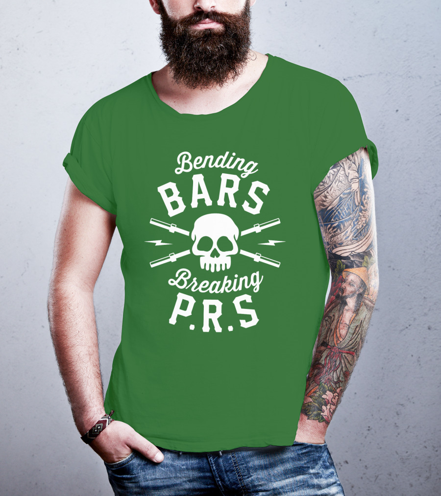 Bending Bars Breaking PRs Skull With Barbells T-Shirt