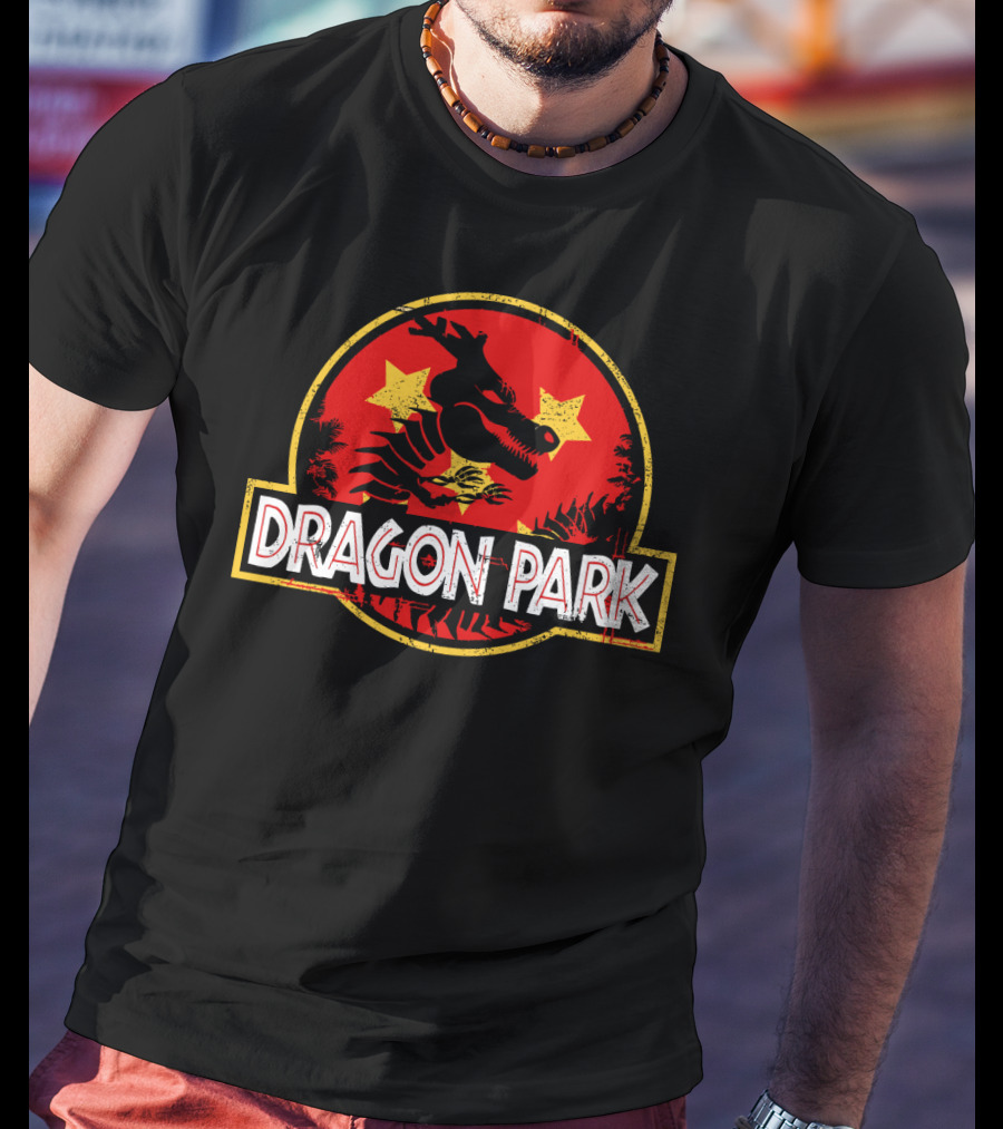 Dragon Park Jurassic Parody Retro T-Shirt