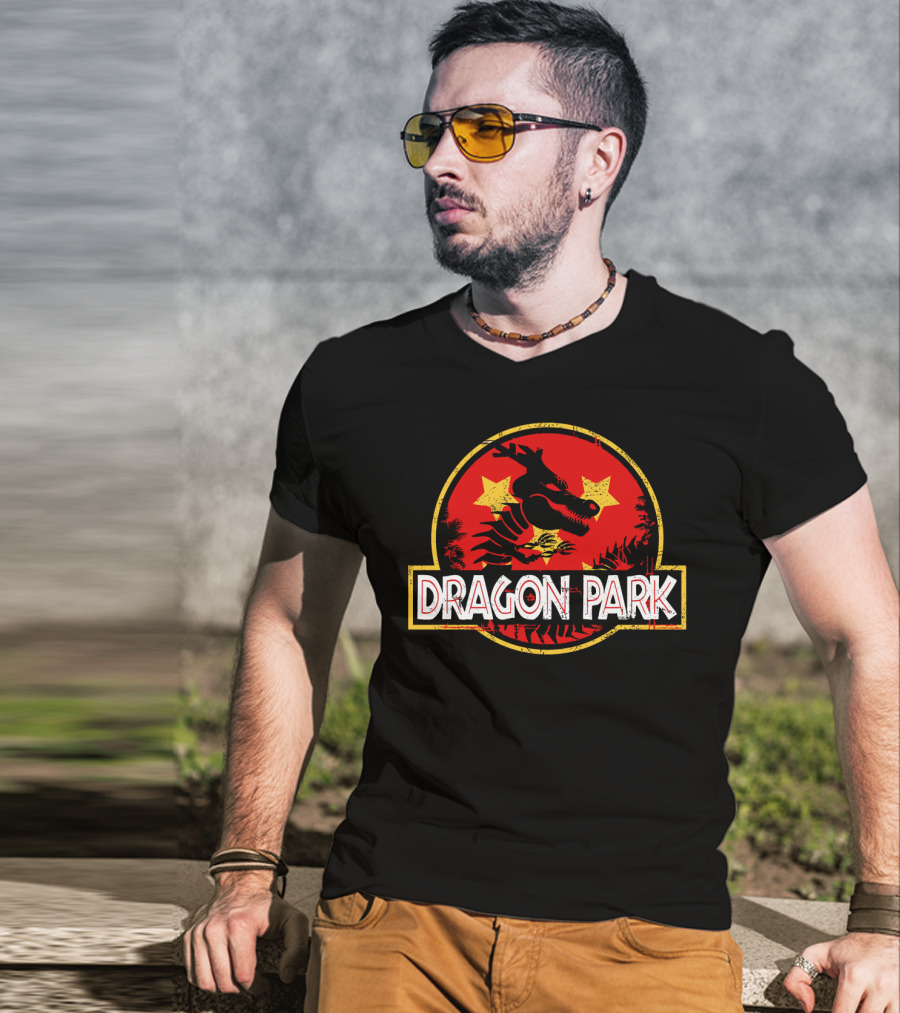 Dragon Park Jurassic Parody Retro T-Shirt