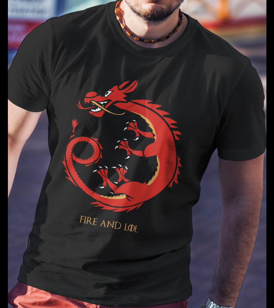 Fire And Lol Red Dragon Chinese T-Shirt
