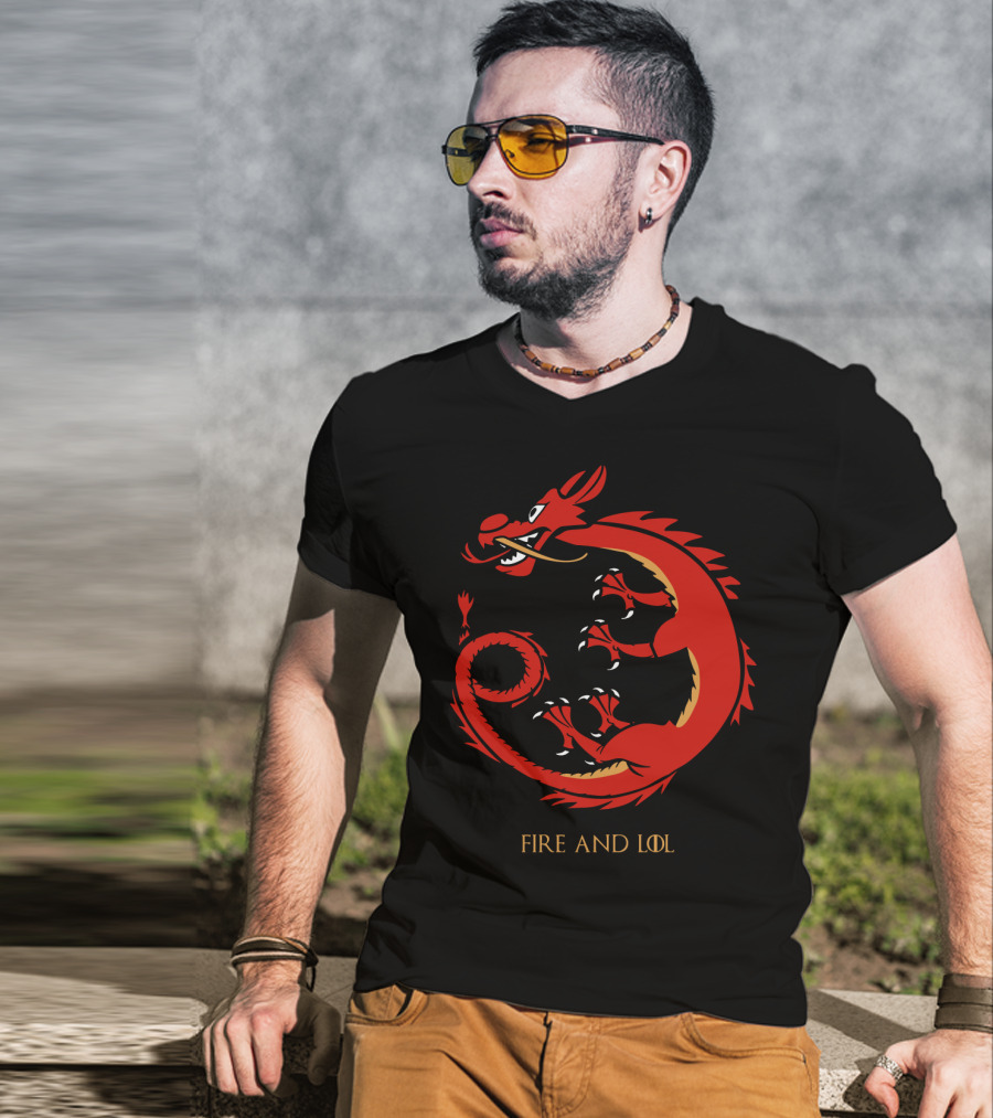 Fire And Lol Red Dragon Chinese T-Shirt