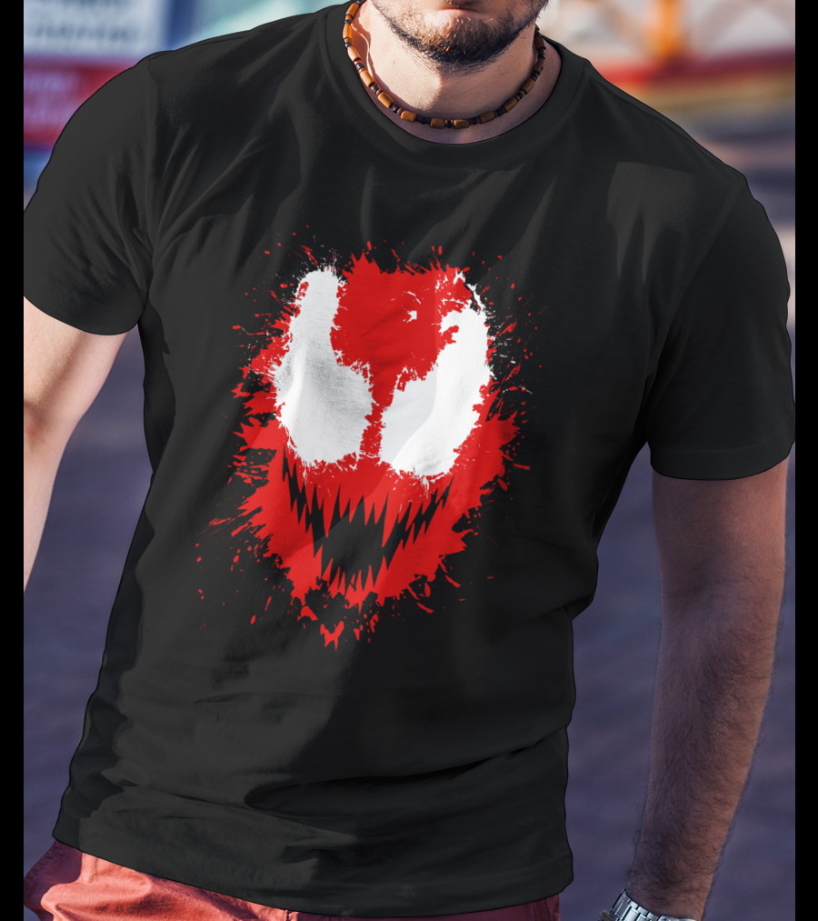 Carnage Marvel Villain Symbiote Red And Black Iconic Mask T-Shirt