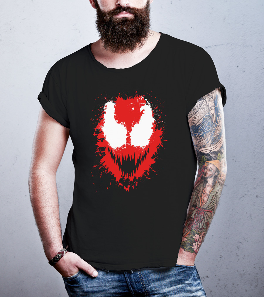 Carnage Marvel Villain Symbiote Red And Black Iconic Mask T-Shirt