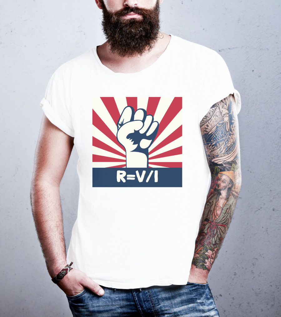 RESIST FIST R=V/I Ohm's Law Of Resistance Sunburst Fist T-Shirt