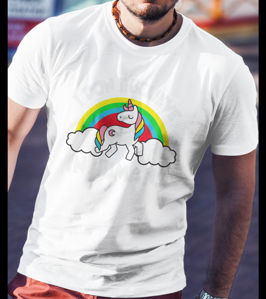 Unicorns I Don't Believe In Humans Rainbow Cloud T-Shirt