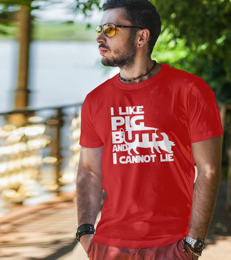 I Like Pig Butts And I Cannot Lie Pig Outline T-Shirt