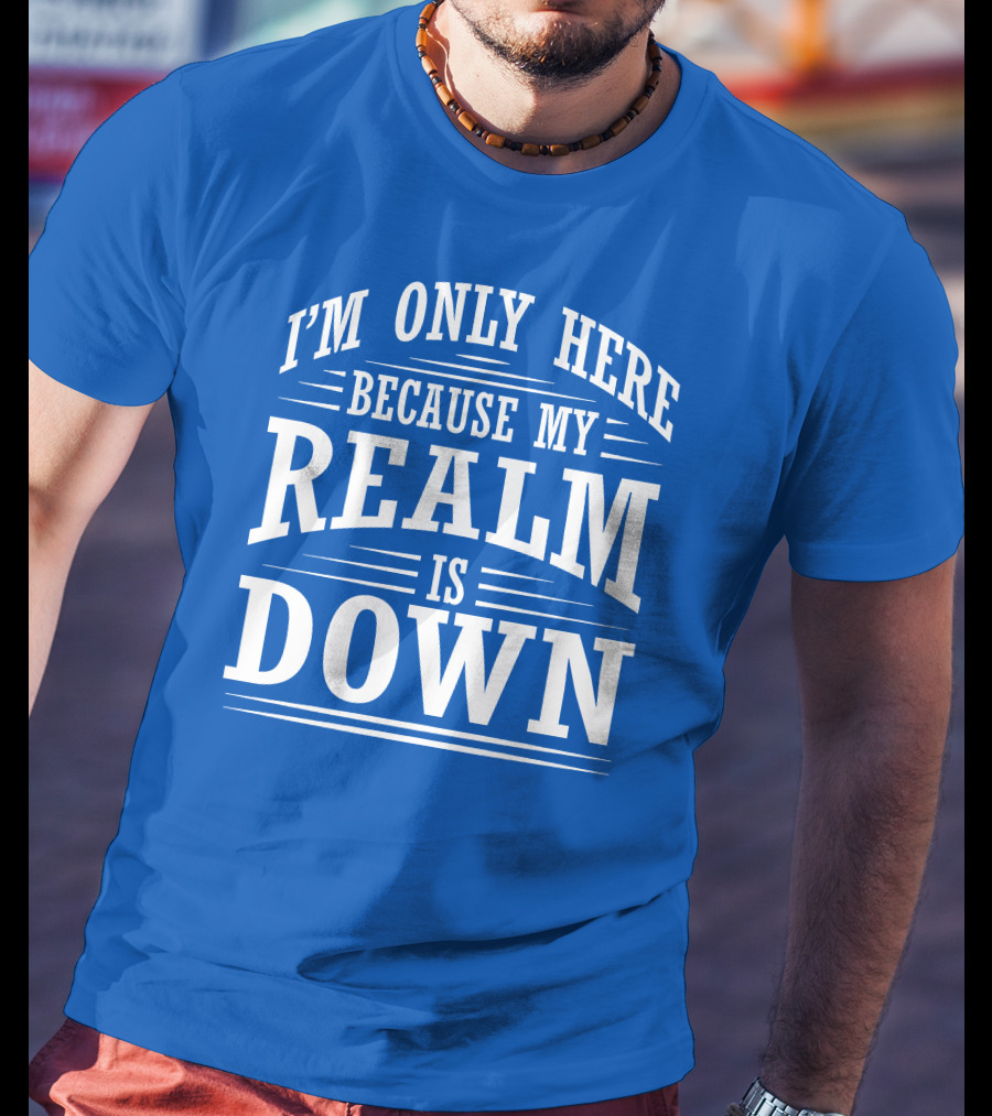 I'm Only Here Because My Realm Is Down Gaming Humor T-Shirt