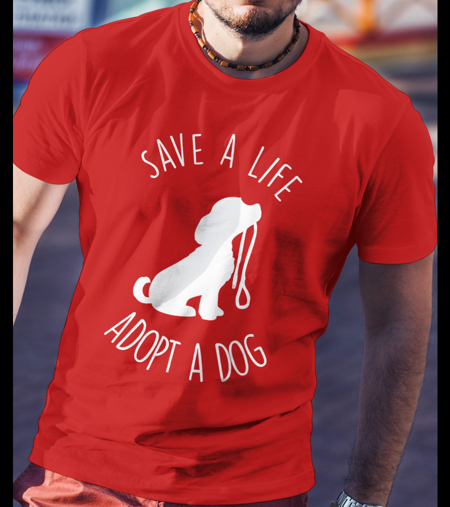 Save A Life Adopt A Dog Silhouette With Leash T-Shirt