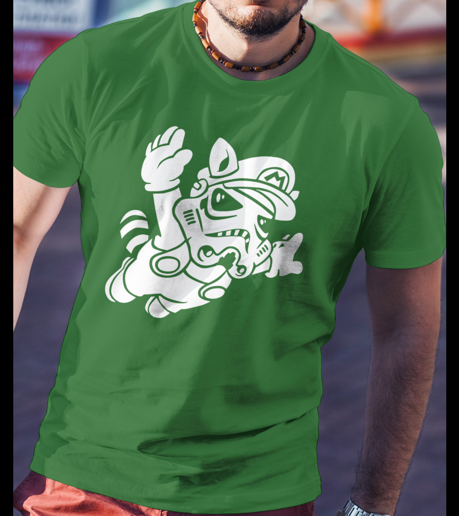 Tanooki Trooper Mashup M Helmet Raccoon Tail T-Shirt
