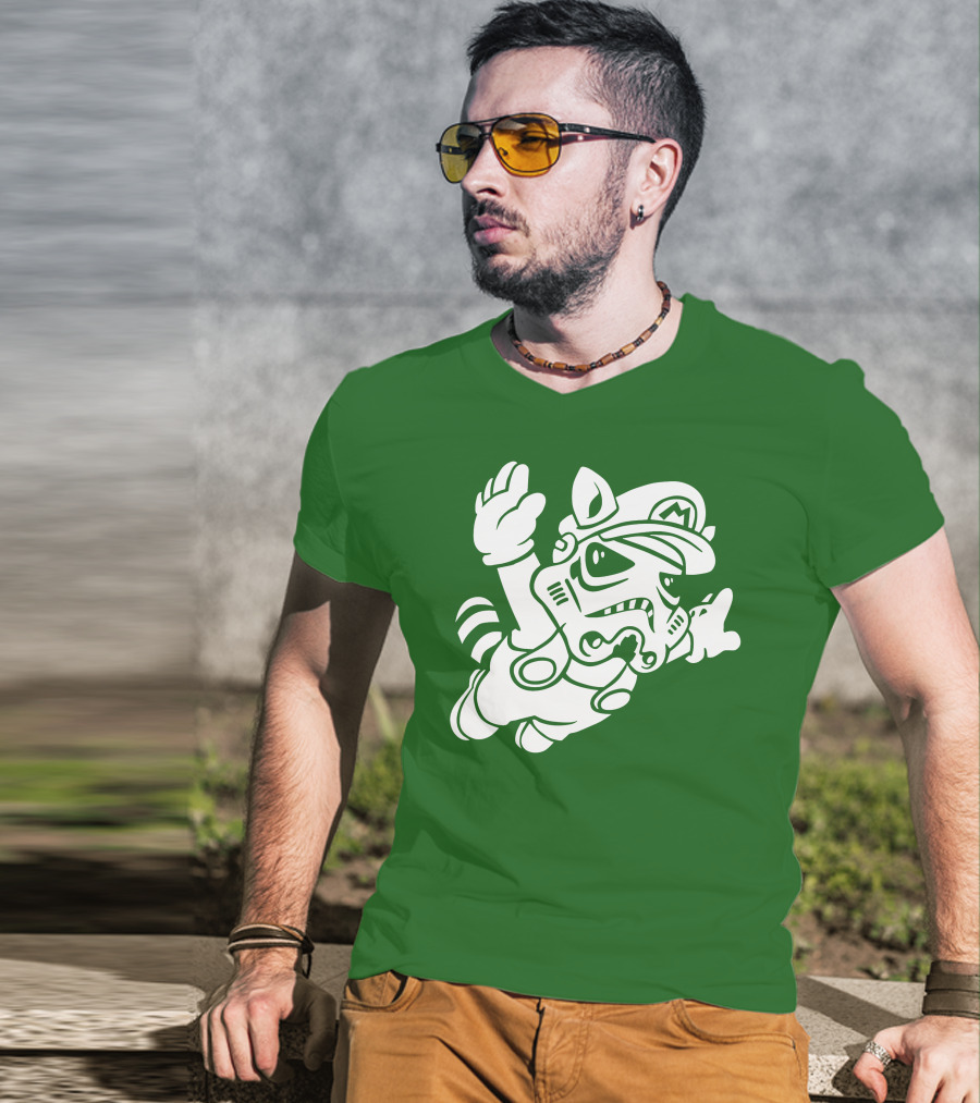 Tanooki Trooper Mashup M Helmet Raccoon Tail T-Shirt