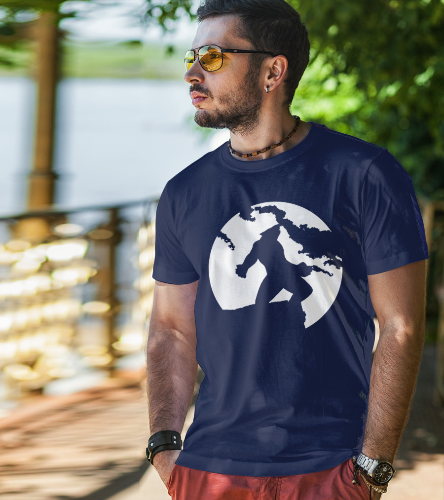 Wolf Standing Boldly Against The Moon Edge T-Shirt
