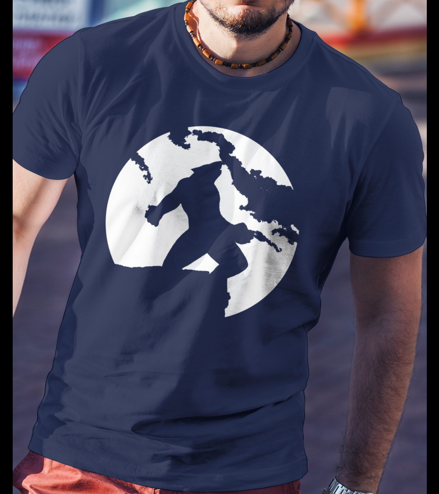 Wolf Standing Boldly Against The Moon Edge T-Shirt