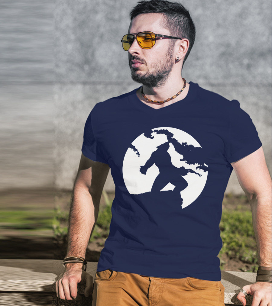 Wolf Standing Boldly Against The Moon Edge T-Shirt