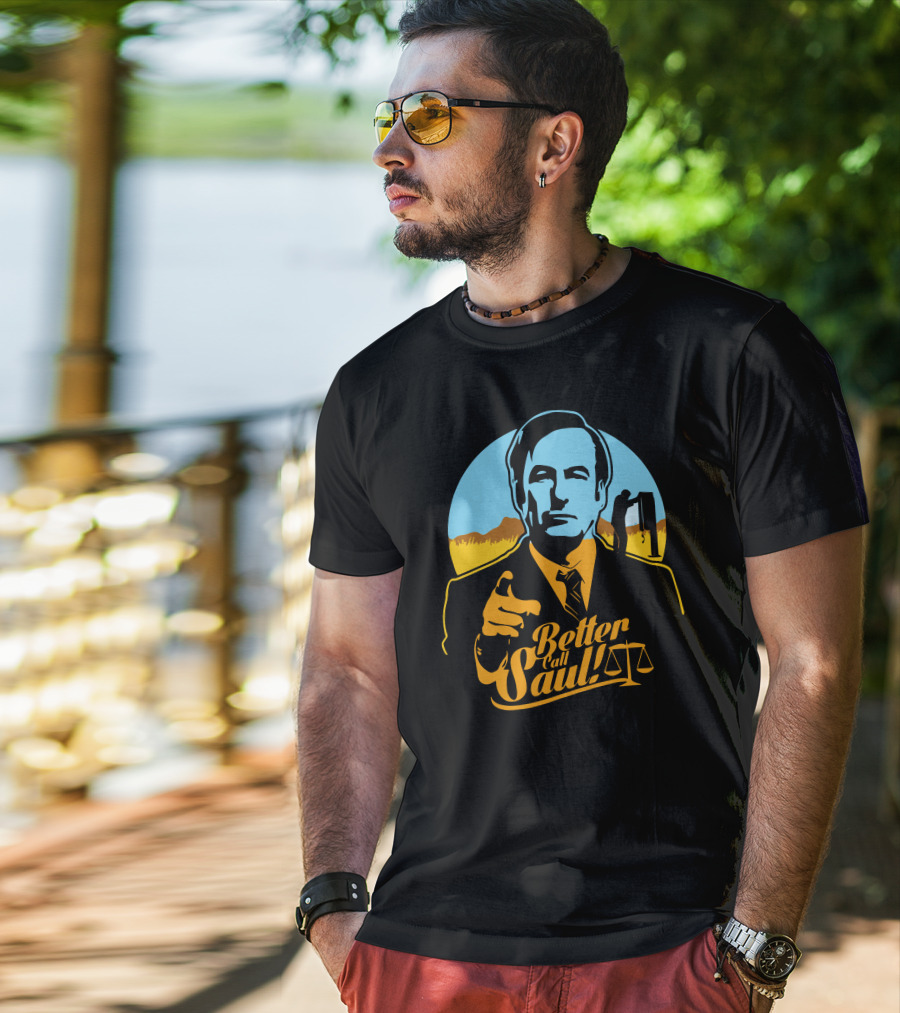 Better Call Saul Vintage Style Lawyer Silhouette With Scales Of Justice T-Shirt