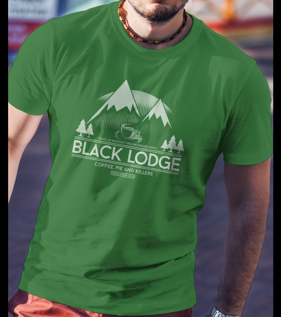 Black Lodge Coffee Pie Killers Black As Midnight On A Moonless Night Population 51201 T-Shirt