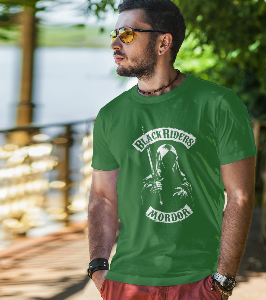 Black Riders Mordor Nazgûl Wraiths Sword Green Background T-Shirt