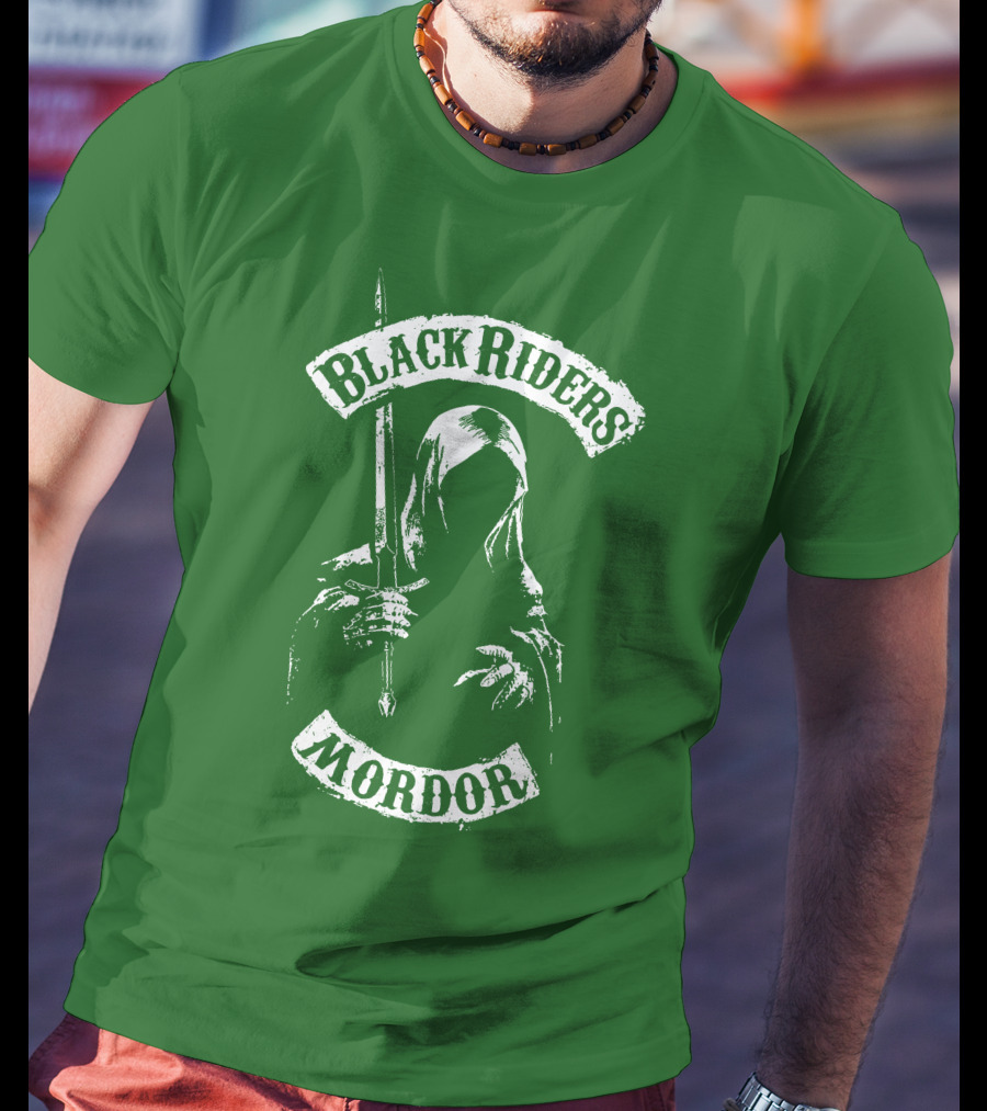 Black Riders Mordor Nazgûl Wraiths Sword Green Background T-Shirt