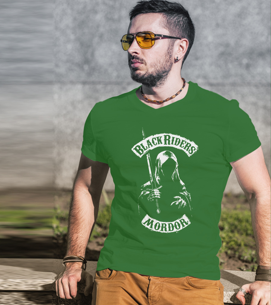 Black Riders Mordor Nazgûl Wraiths Sword Green Background T-Shirt
