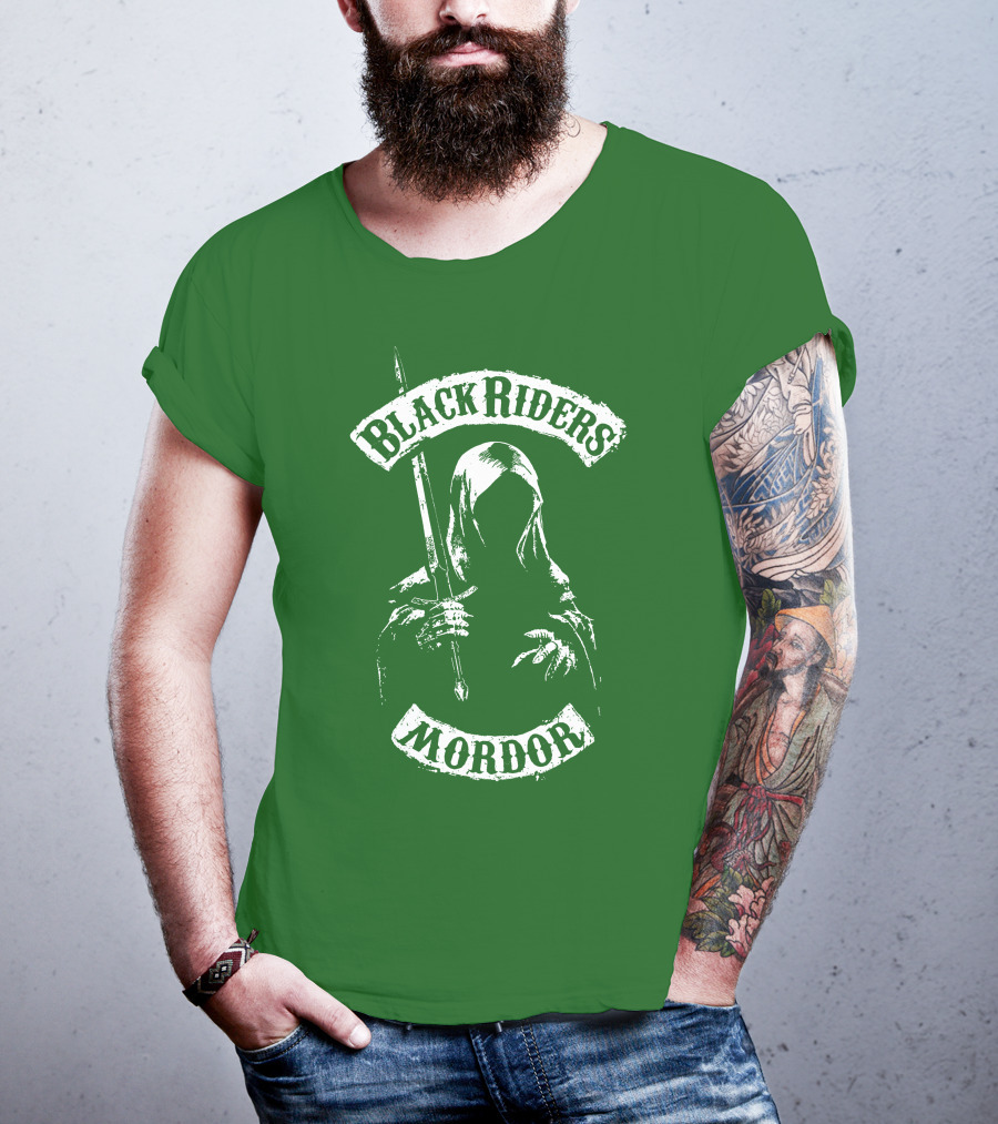 Black Riders Mordor Nazgûl Wraiths Sword Green Background T-Shirt