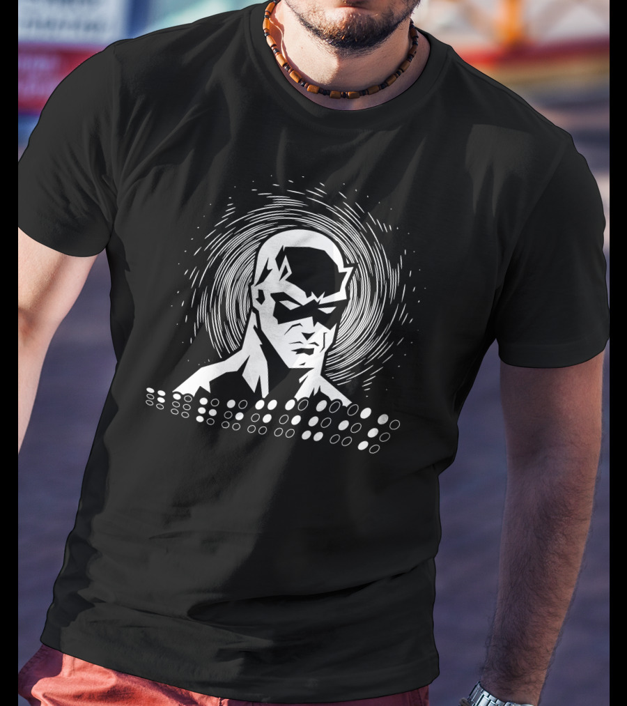 Braille Daredevil Blind Superhero Braille Text T-Shirt