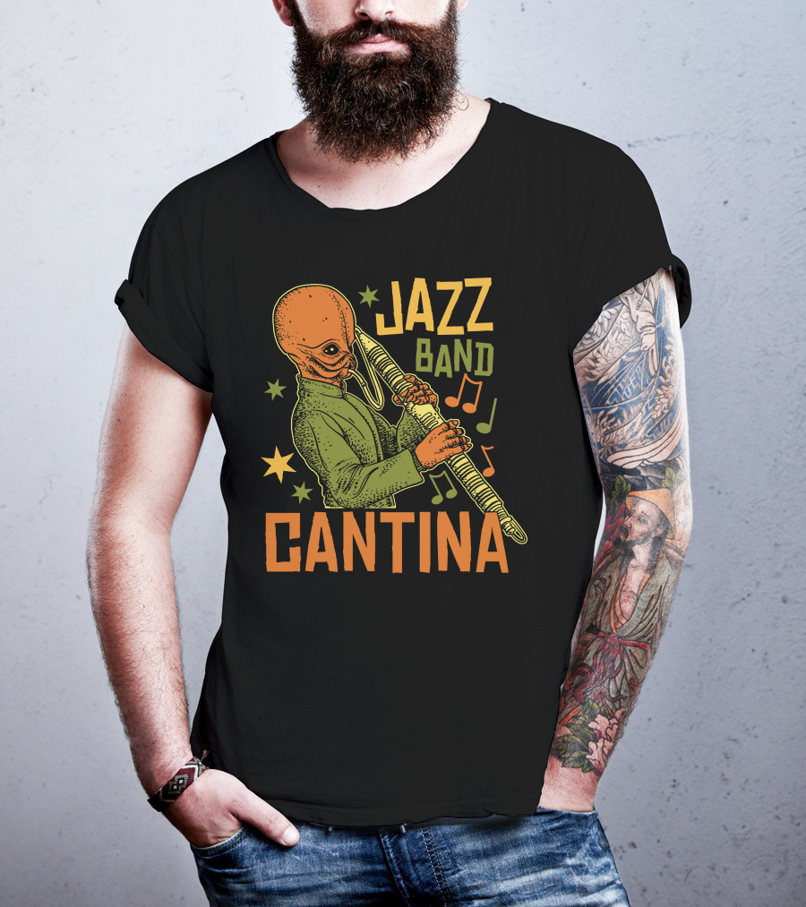 Cantina Jazz Band Musician With Instrument And Musical Notes T-Shirt