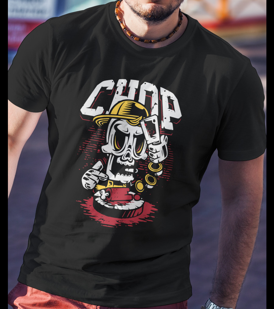 CHOP CHOP Skeleton Barber With Razor T-Shirt