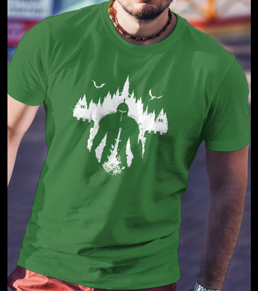 Warrior Soul Medieval Knight Silhouette With Sword And Castle In Background T-Shirt