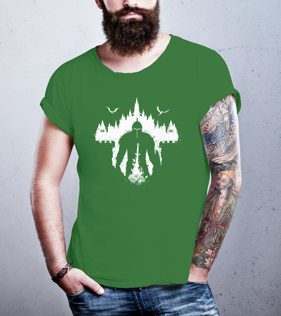 Warrior Soul Medieval Knight Silhouette With Sword And Castle In Background T-Shirt