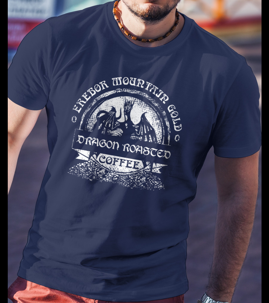 Erebor Mountain Gold Dragon Roasted Coffee T-Shirt