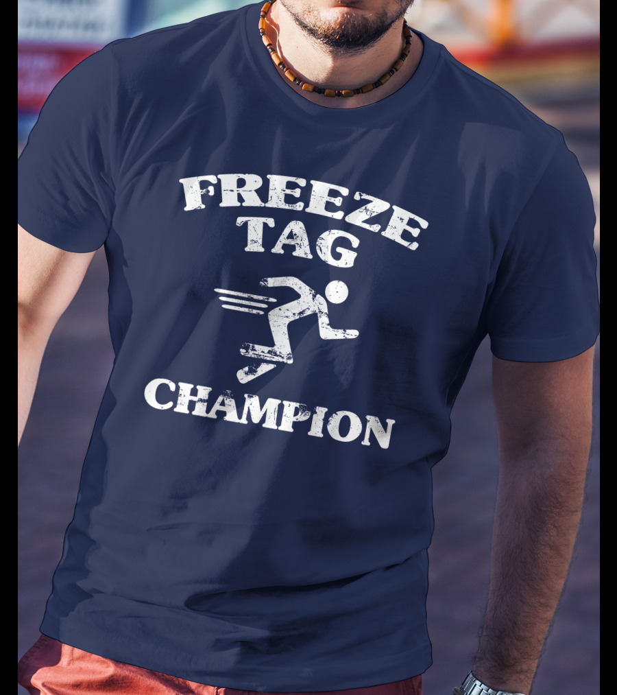 Freeze Tag Champion Retro Style Runner Vintage Text T-Shirt