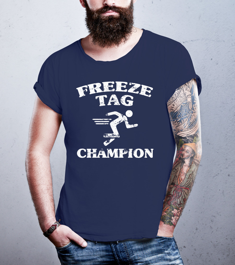Freeze Tag Champion Retro Style Runner Vintage Text T-Shirt