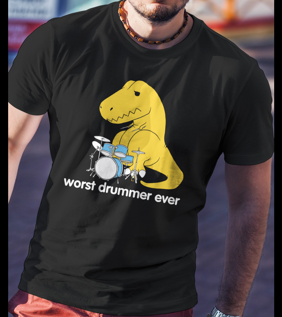 Worst Drummer Ever T-Rex With Drum Set T-Shirt