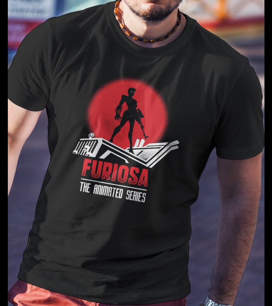 Furiosa The Animated Series Red Sun Silhouette Jeep T-Shirt