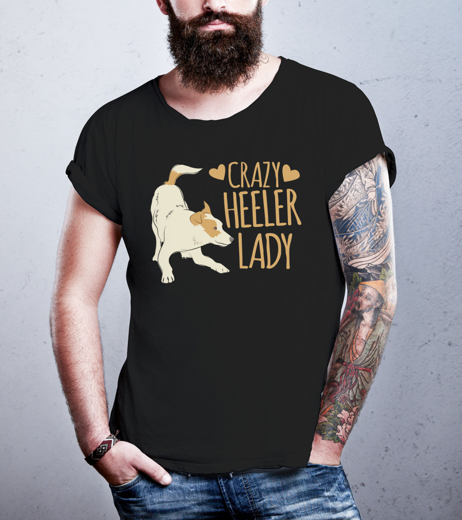 Crazy Heeler Lady With Hearts And Dog T-Shirt