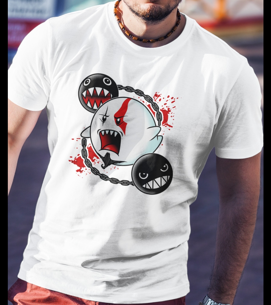 Ghost Of Sparta Boo Meets Chain Chomp Splatter T-Shirt