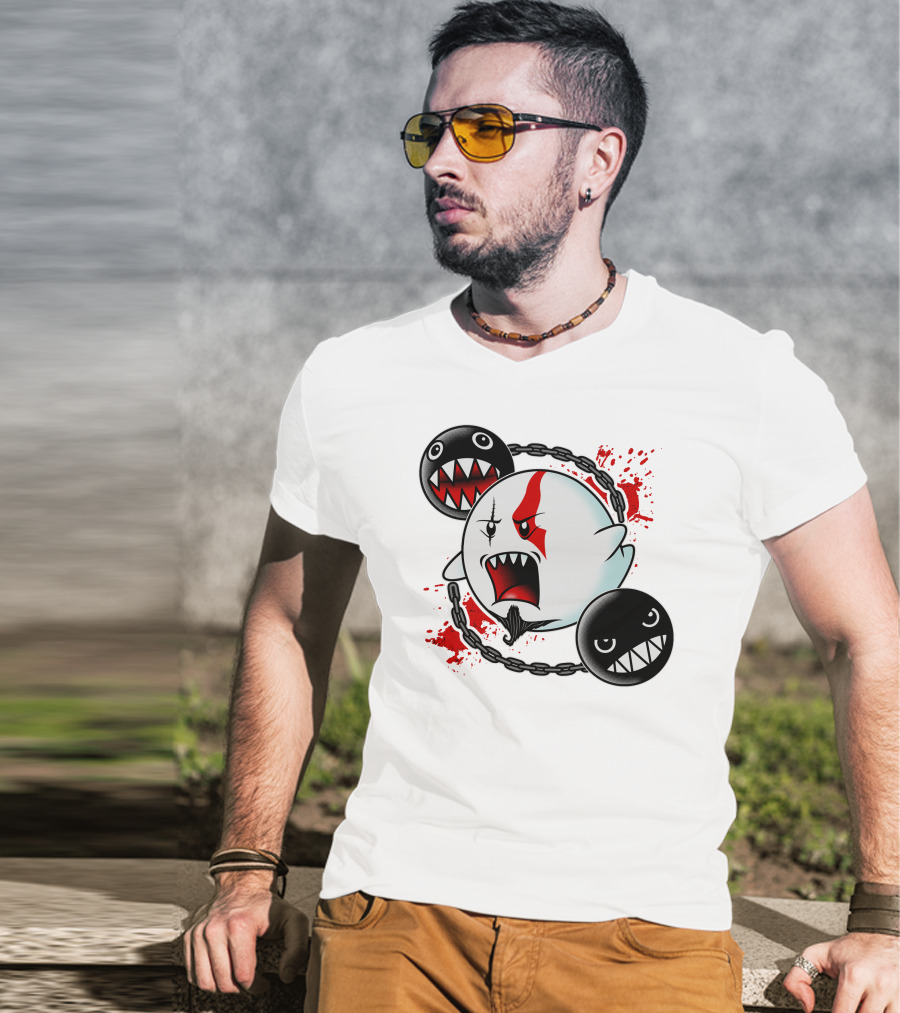 Ghost Of Sparta Boo Meets Chain Chomp Splatter T-Shirt