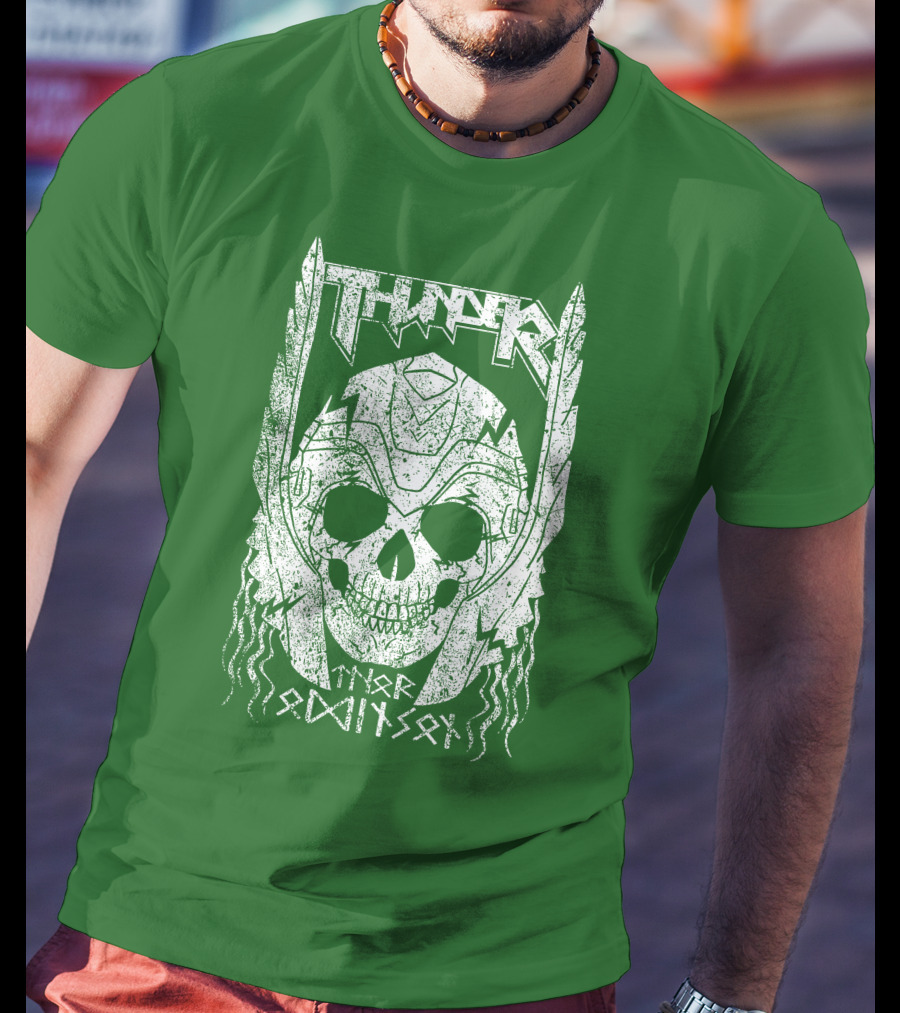 THUNDER Thor Odin Son Skull T-Shirt