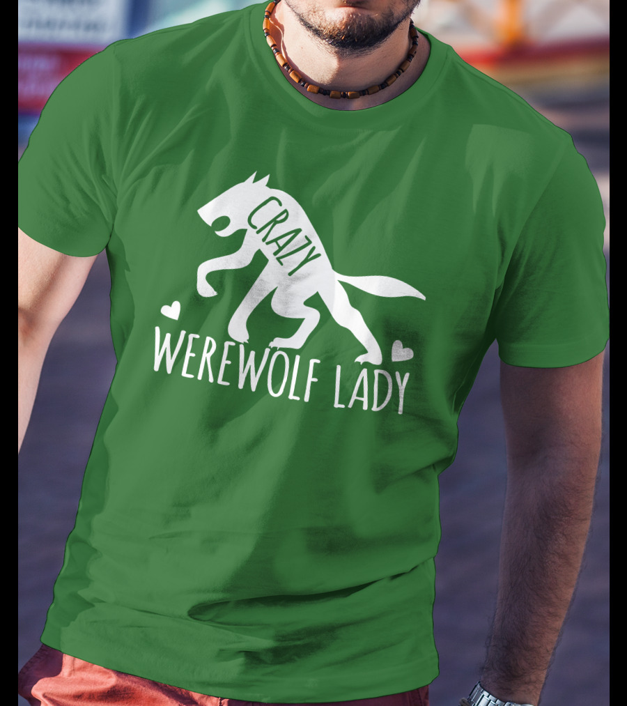 Crazy Werewolf Lady Hearts T-Shirt
