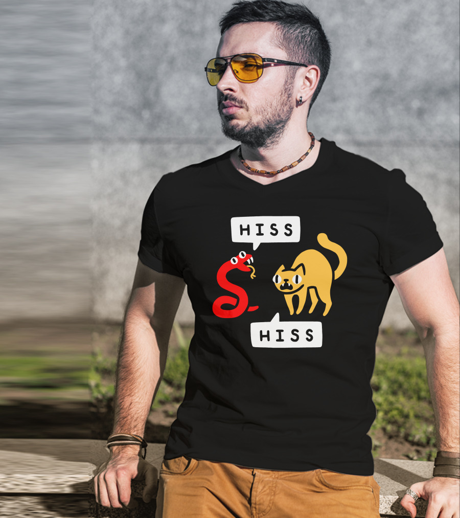 Hissy Fit Hiss Snake And Cat Conversation T-Shirt