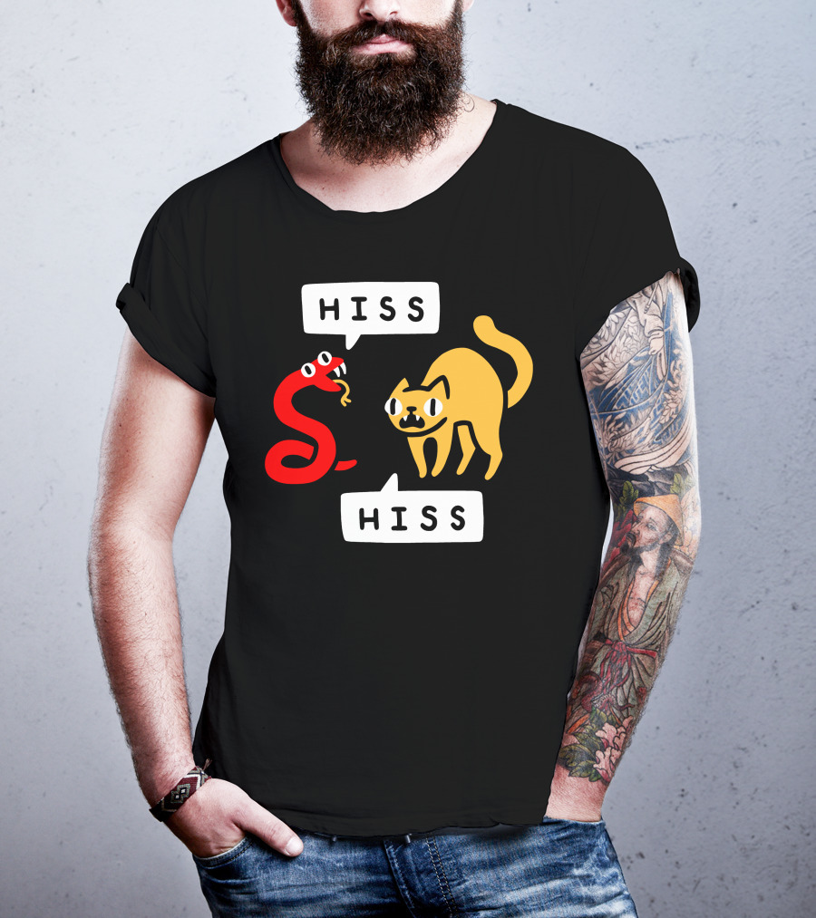 Hissy Fit Hiss Snake And Cat Conversation T-Shirt