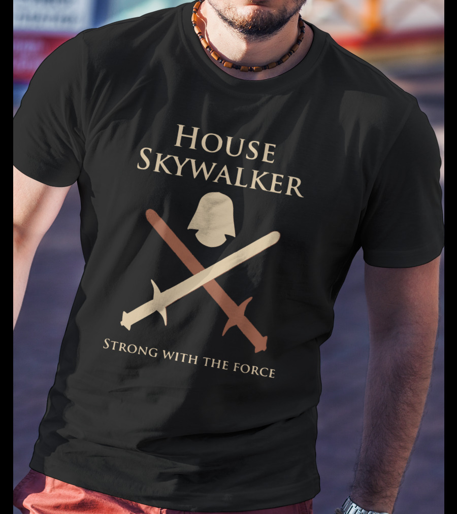 House Skywalker Strong With The Force Lightsaber Helmet Emblem T-Shirt