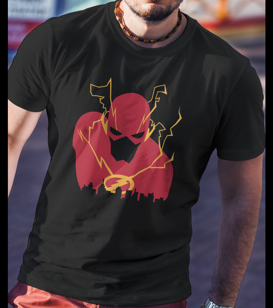 I Protect This City Flash Inspired Lightning Hero Skyline T-Shirt