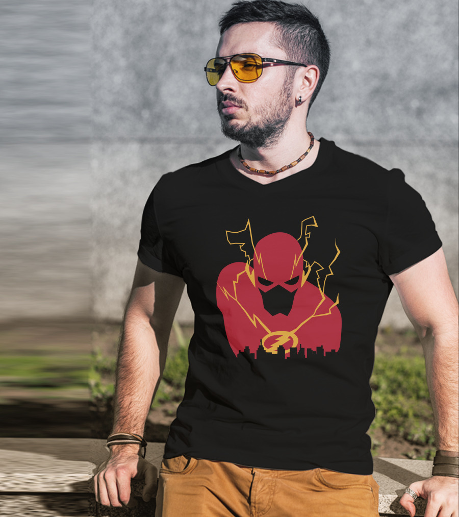 I Protect This City Flash Inspired Lightning Hero Skyline T-Shirt