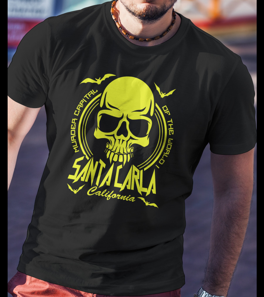 Santa Carla California Murder Capital Of The World Skull Bats T-Shirt