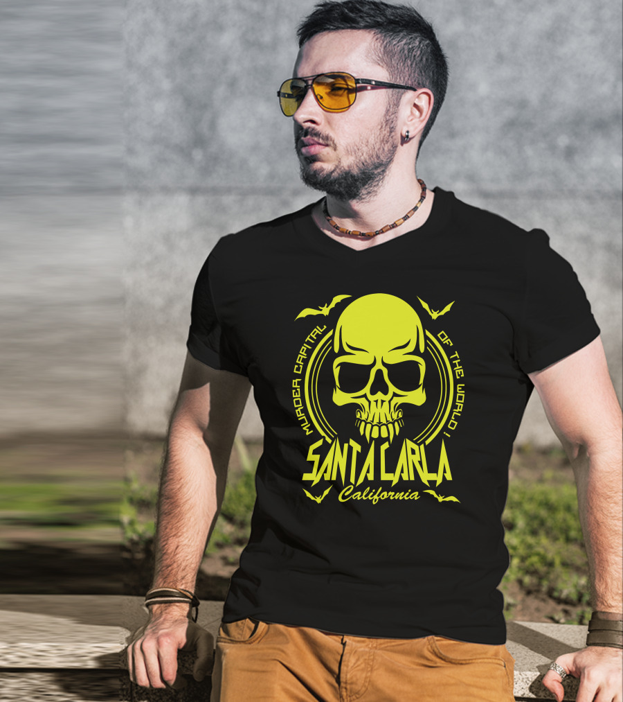 Santa Carla California Murder Capital Of The World Skull Bats T-Shirt