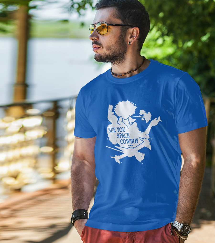 SEE YOU SPACE COWBOY Spike Silhouette Smoking Scene T-Shirt