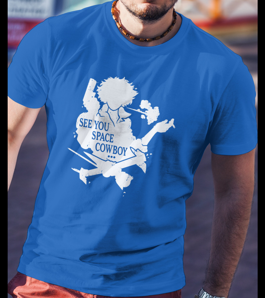 SEE YOU SPACE COWBOY Spike Silhouette Smoking Scene T-Shirt